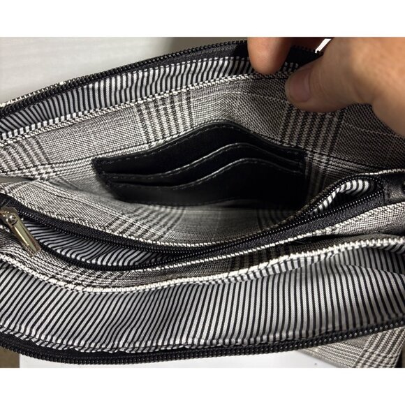 Caracol Plaid Crossbody Bag With Adjustable Strap & Zipper Closure Multiple Pock - Picture 8 of 13